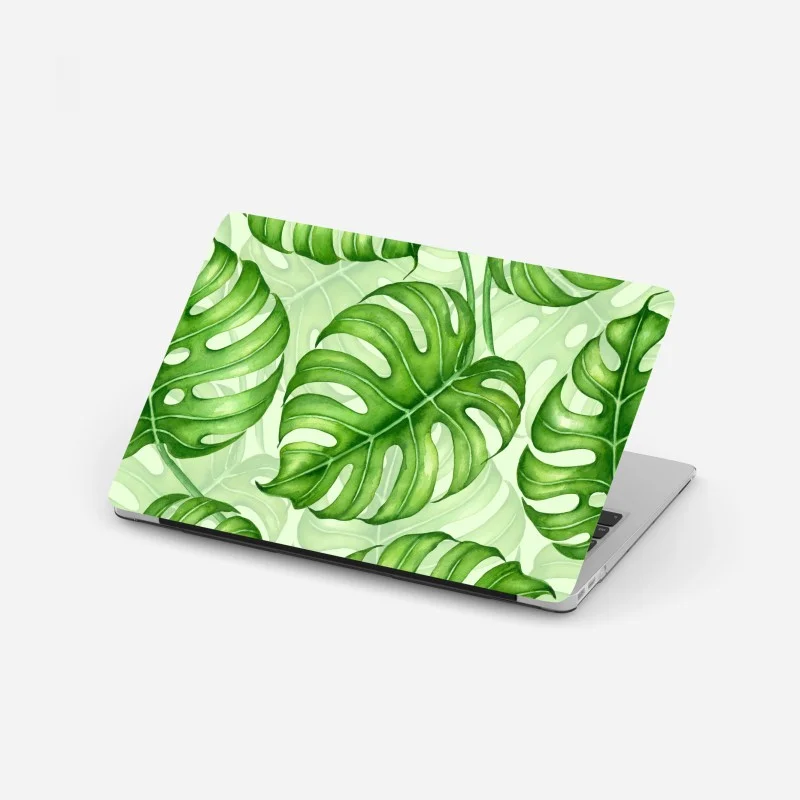 Adesivo per laptop motivo botanico di foglie di monstera in acquerello