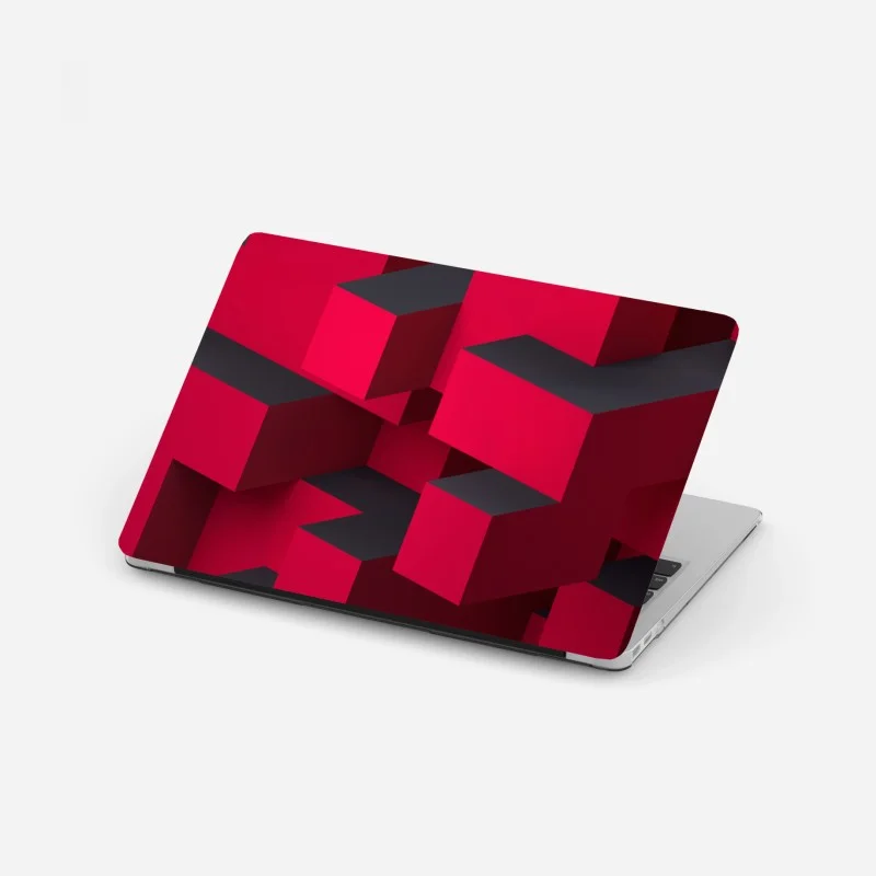 Adesivo per laptop cubi geometrici rossi in composizione astratta