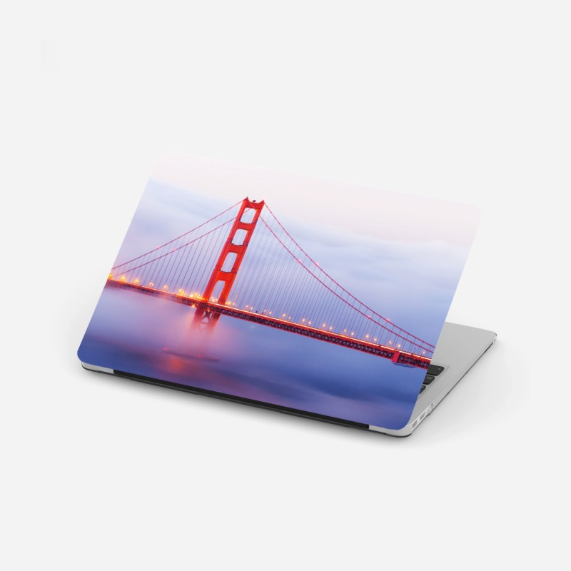 Adesivo per laptop tramonto sul Golden Gate nella nebbia