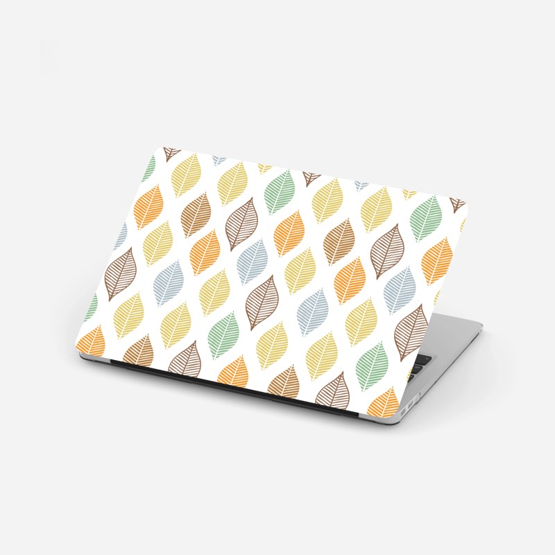 Adesivo per laptop motivo foglie colorate in stile geometrico