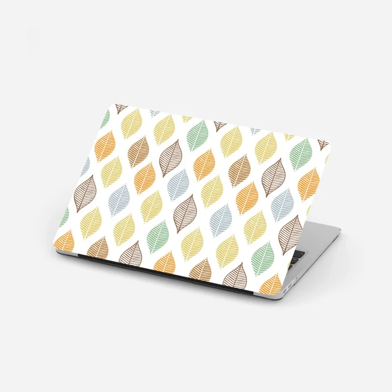 Adesivo per laptop motivo foglie colorate in stile geometrico