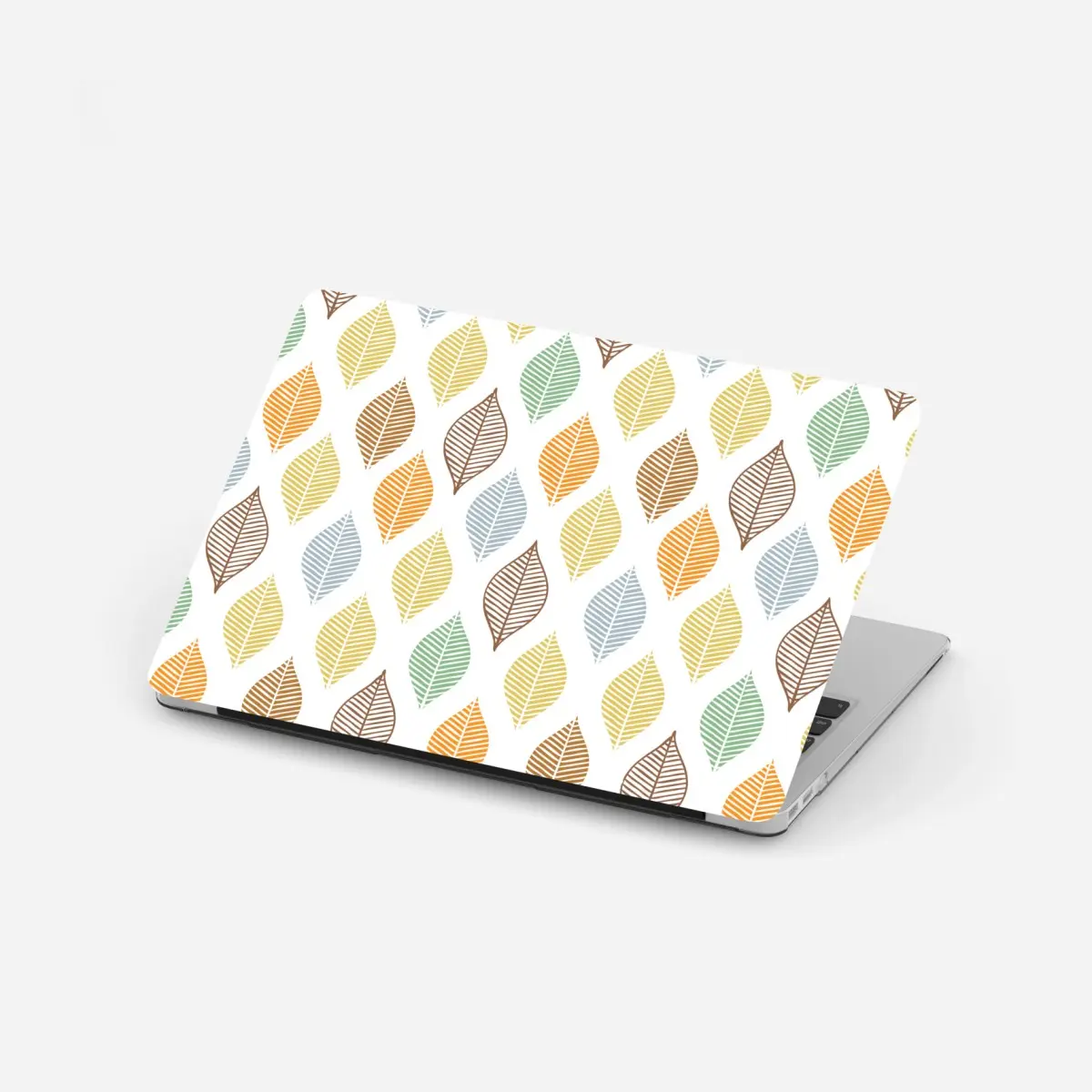 Adesivo per laptop motivo foglie colorate in stile geometrico • Wallissimo®