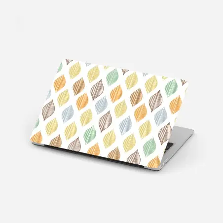 Adesivo per laptop motivo foglie colorate in stile geometrico • Wallissimo®