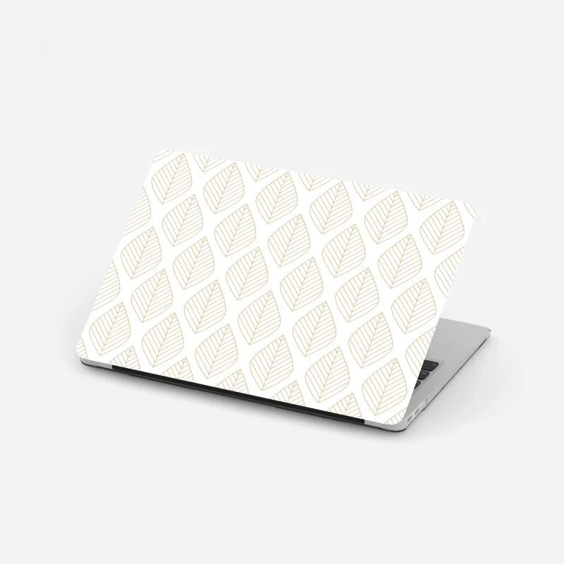 Adesivo per laptop motivo di foglie dorate minimalista