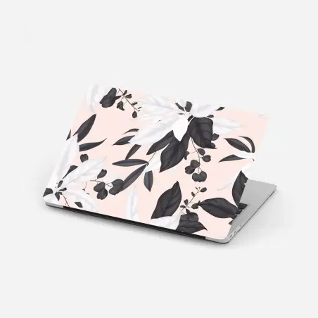 Adesivo per laptop fogliame elegante su sfondo rosa • Wallissimo®