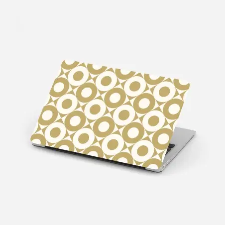 Adesivo per laptop motivo geometrico retrò oro e avorio • Wallissimo®