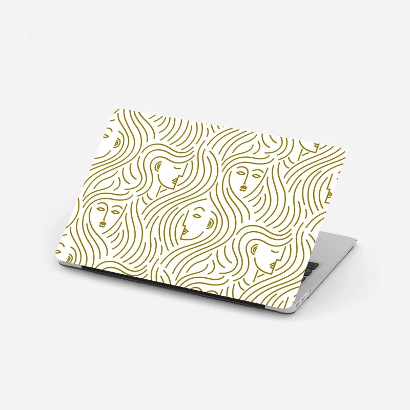 Adesivo per laptop motivo dorato di volti femminili intrecciati