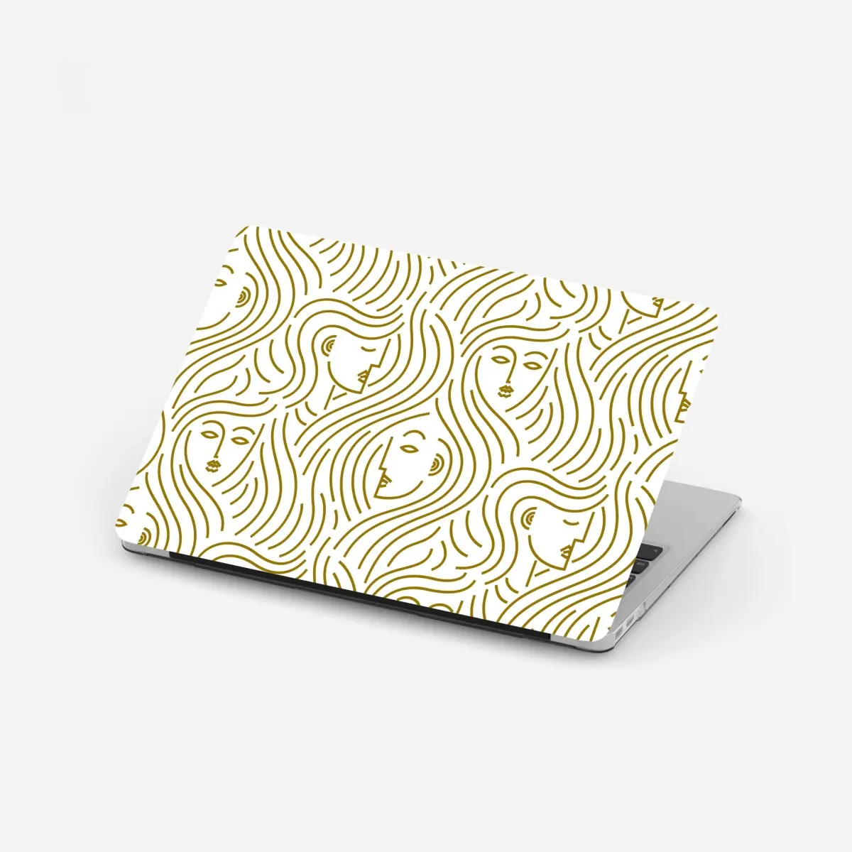 Adesivo per laptop motivo dorato di volti femminili intrecciati • Wallissimo® Adesivo per laptop motivo dorato di volti femminili intrecciati • Wallissimo®