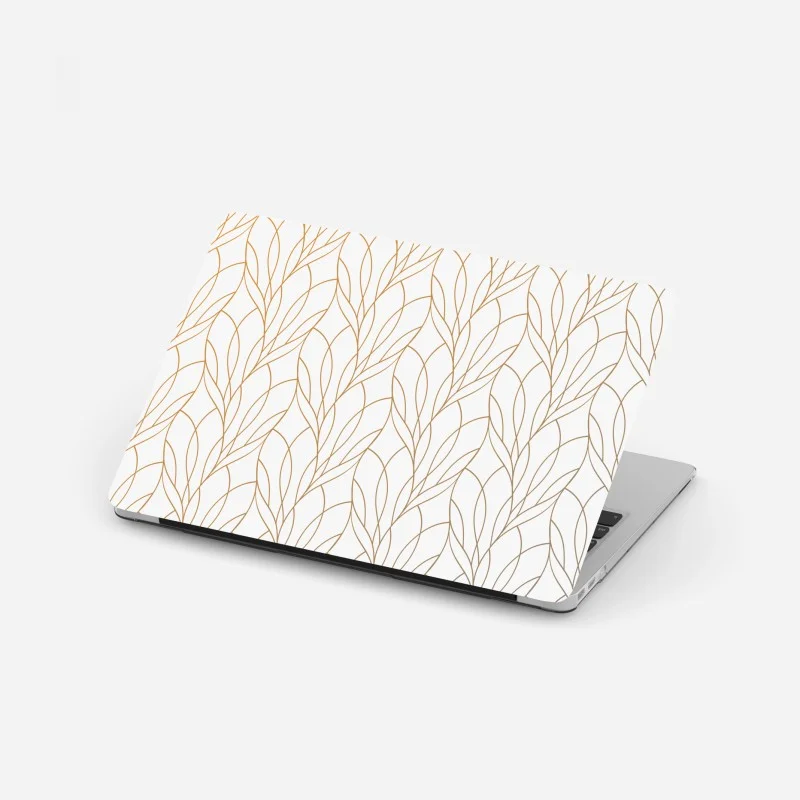 Adesivo per laptop elegante motivo di foglie dorate