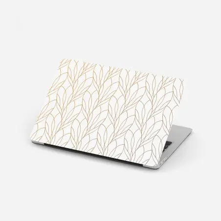 Adesivo per laptop elegante motivo di foglie dorate • Wallissimo®