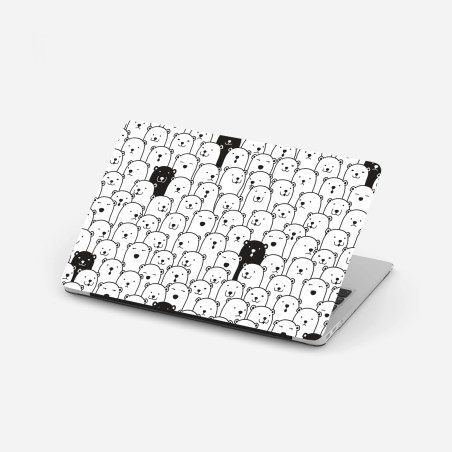 Adesivo per laptop motivo di orsi minimal in bianco e nero • Wallissimo®