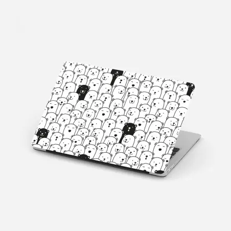 Adesivo per laptop motivo di orsi minimal in bianco e nero • Wallissimo®