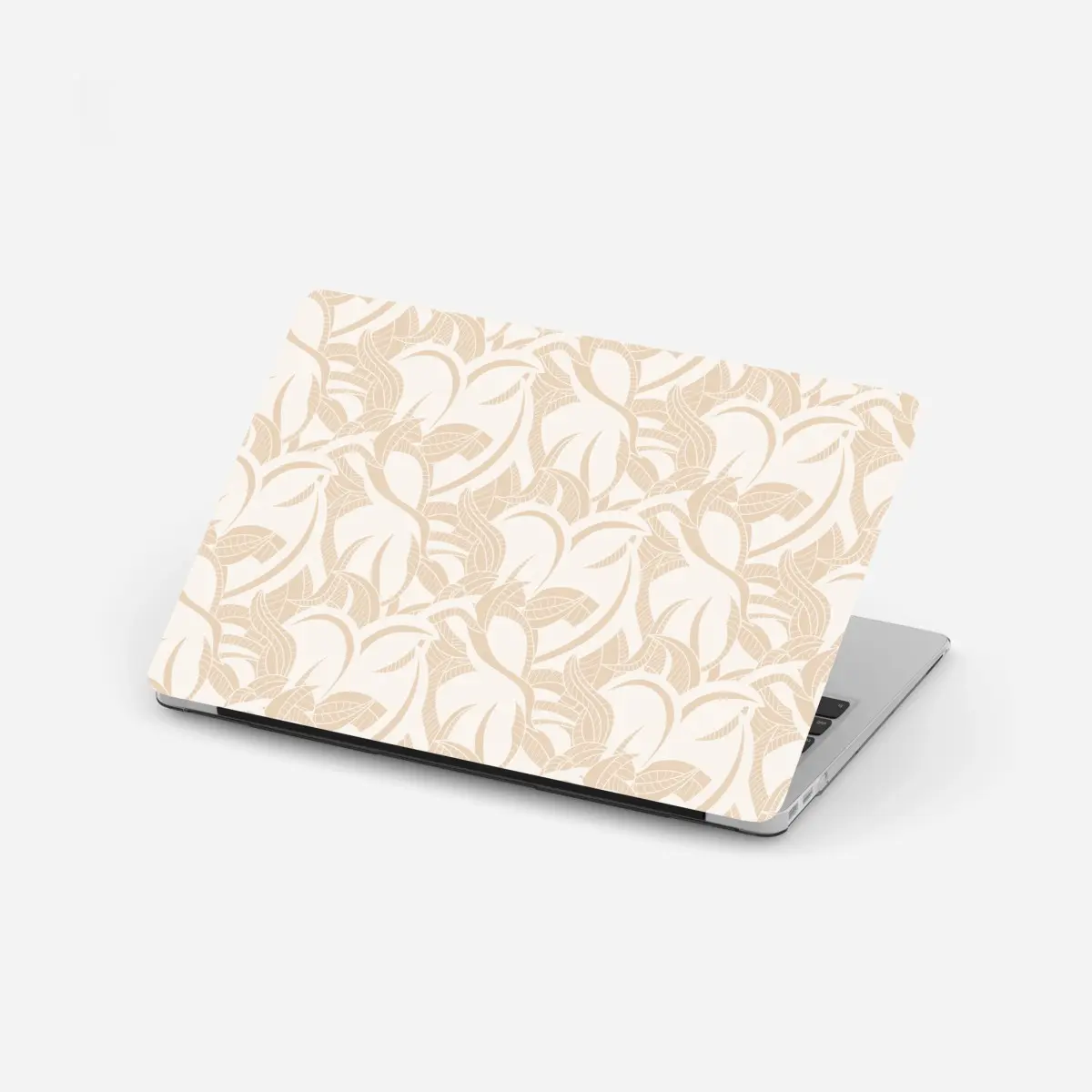 Adesivo per laptop motivo di foglie beige elegante • Wallissimo®