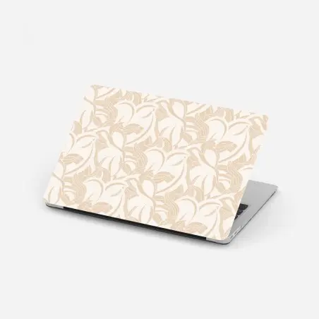Adesivo per laptop motivo di foglie beige elegante • Wallissimo®