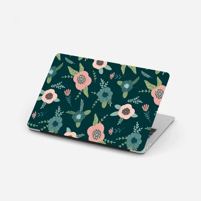 Adesivo per laptop motivo floreale elegante su sfondo verde scuro