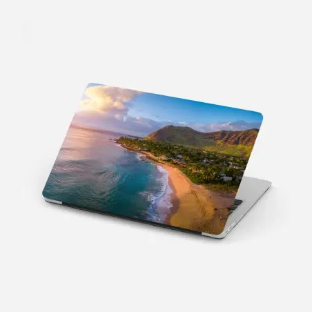 Adesivo per laptop tramonto tropicale sulla costa • Wallissimo®