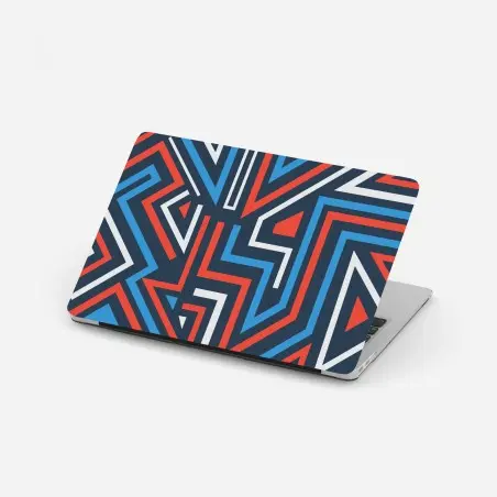 Adesivo per laptop composizione geometrica astratta colori blu e rosso • Wallissimo®