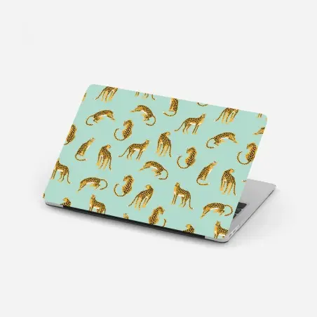 Adesivo per laptop ghepardi su sfondo verde menta • Wallissimo®
