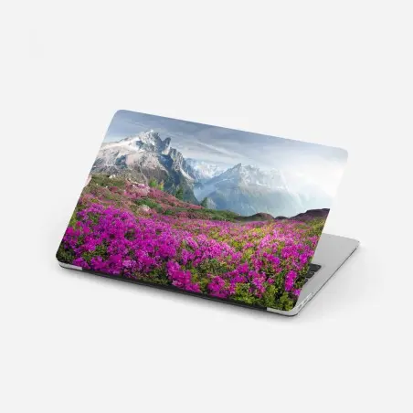 Adesivo per laptop fioritura di rododendri ai piedi del Monte Bianco • Wallissimo®