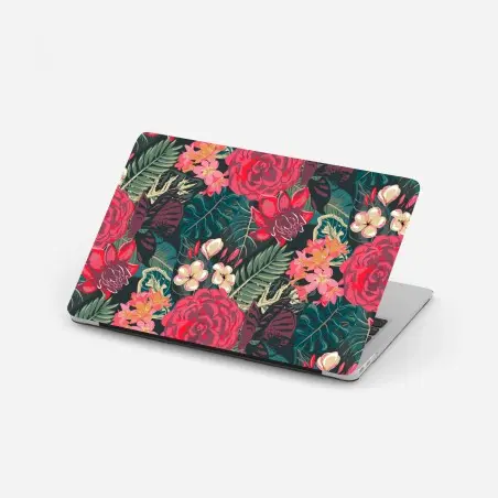 Adesivo per laptop motivo floreale tropicale dai toni vivaci • Wallissimo®