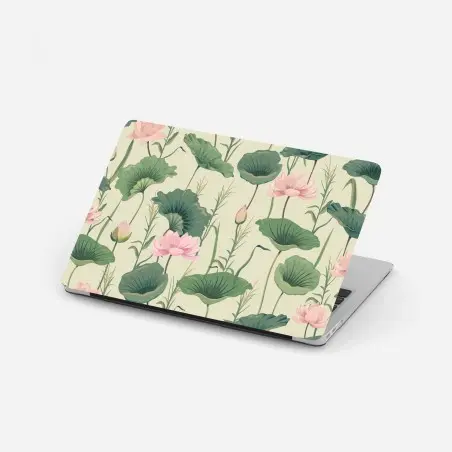 Adesivo per laptop giardino di loto in stile botanico • Wallissimo®