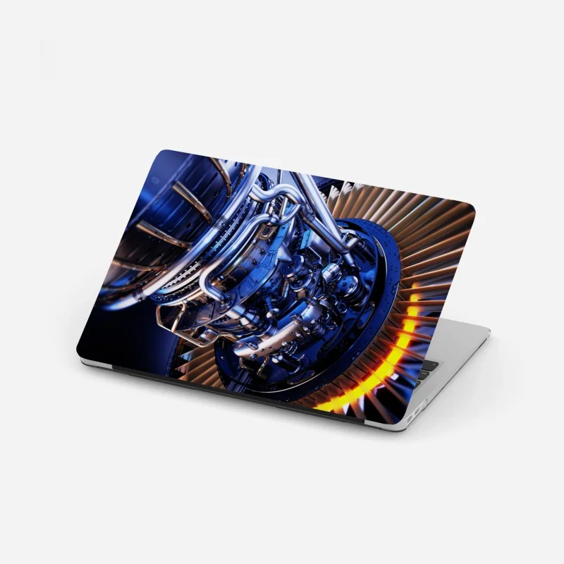 Adesivo per laptop dettaglio di turbina aerospaziale in luce blu