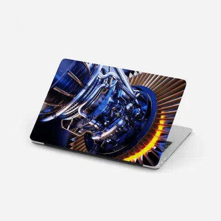 Adesivo per laptop dettaglio di turbina aerospaziale in luce blu • Wallissimo®