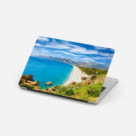Adesivo per laptop panorama della spiaggia di Konyaalti, Antalya • Wallissimo®