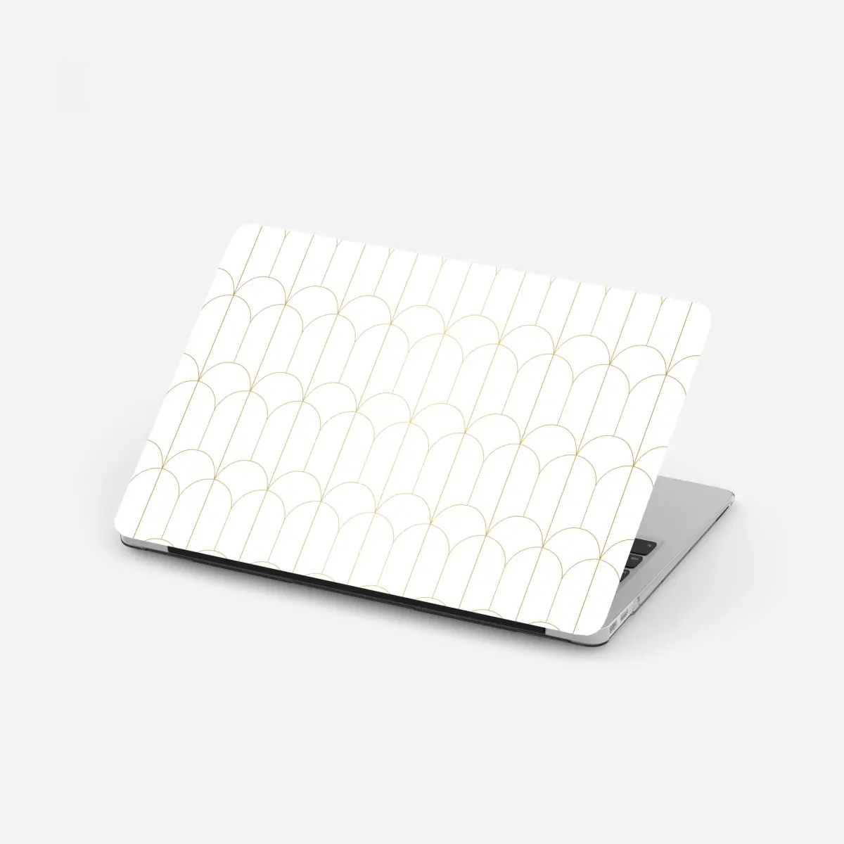Adesivo per laptop motivo art déco oro su sfondo bianco • Wallissimo®