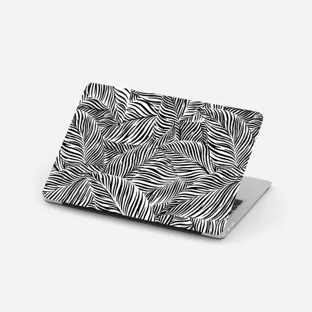 Adesivo per laptop trama di foglie a righe in bianco e nero • Wallissimo®
