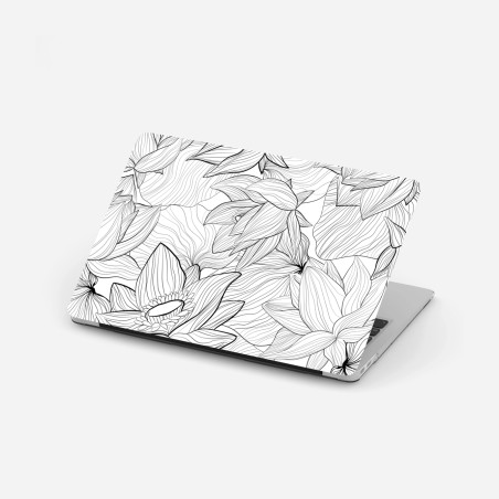 Adesivo per laptop fiori stilizzati in bianco e nero • Wallissimo®