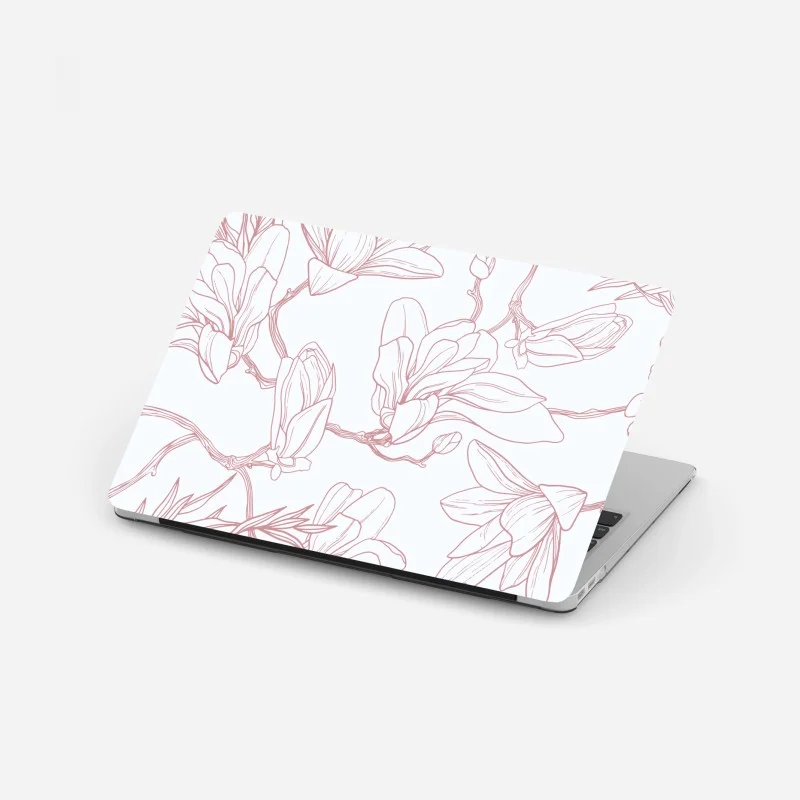 Adesivo per laptop motivo di magnolie su sfondo tenue