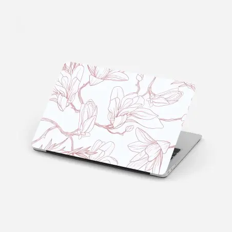 Adesivo per laptop motivo di magnolie su sfondo tenue • Wallissimo®
