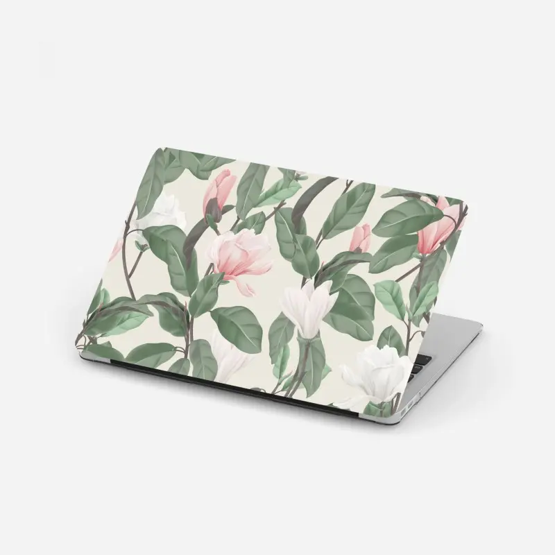 Adesivo per laptop motivo floreale di magnolia anice in toni pastello