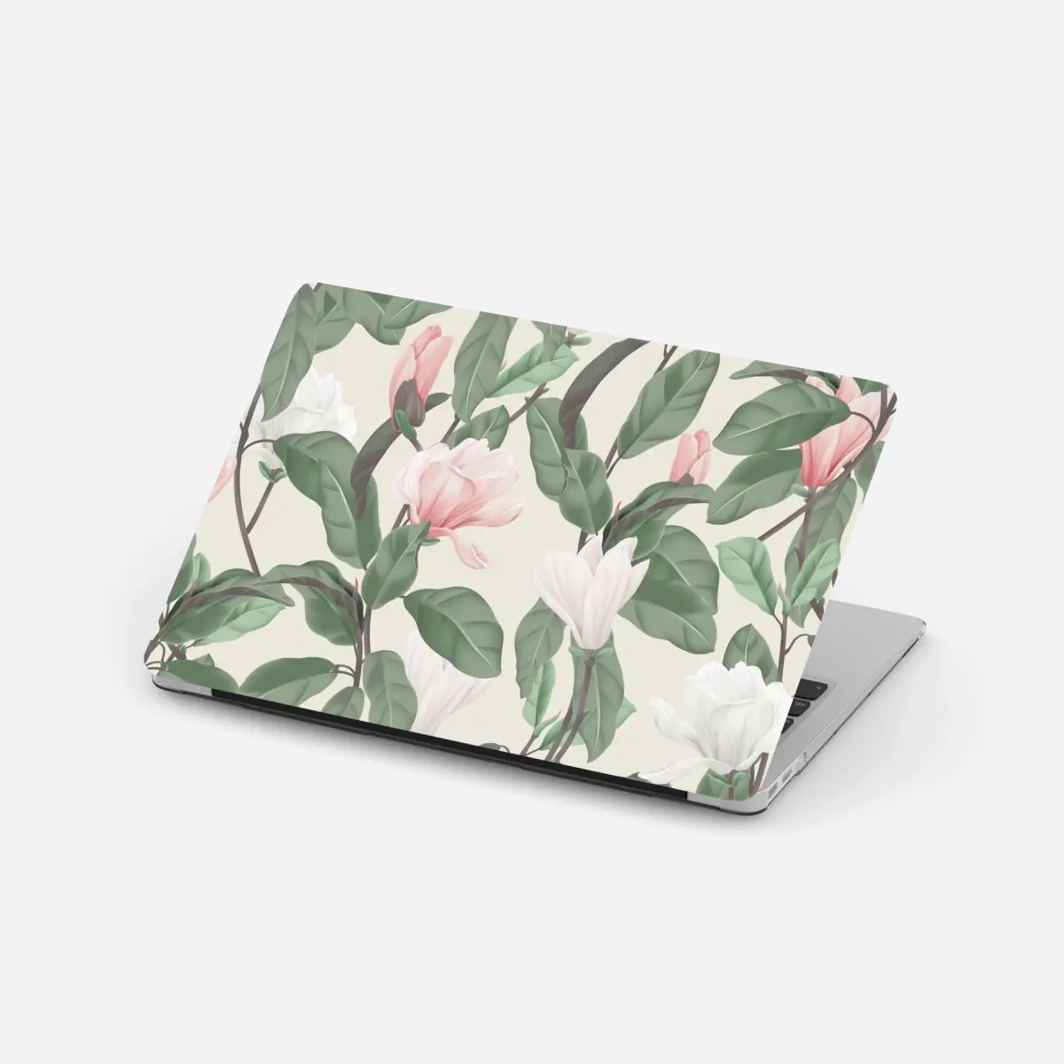 Adesivo per laptop motivo floreale di magnolia anice in toni pastello • Wallissimo®