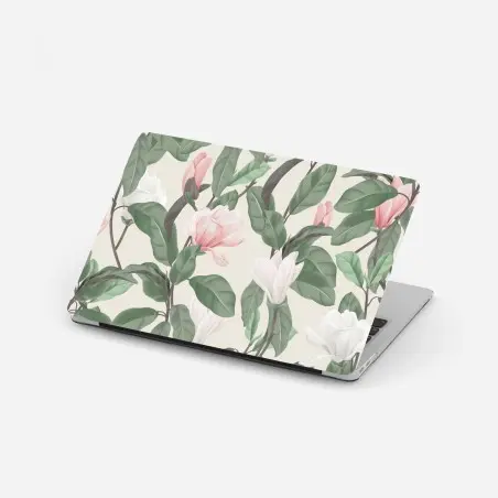Adesivo per laptop motivo floreale di magnolia anice in toni pastello • Wallissimo®