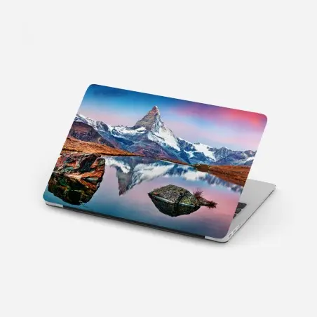 Adesivo per laptop riflessi del Cervino sullo Stellisee • Wallissimo®