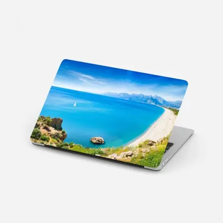 Adesivo per laptop vista panoramica costiera di Konyaalti, Antalya • Wallissimo®