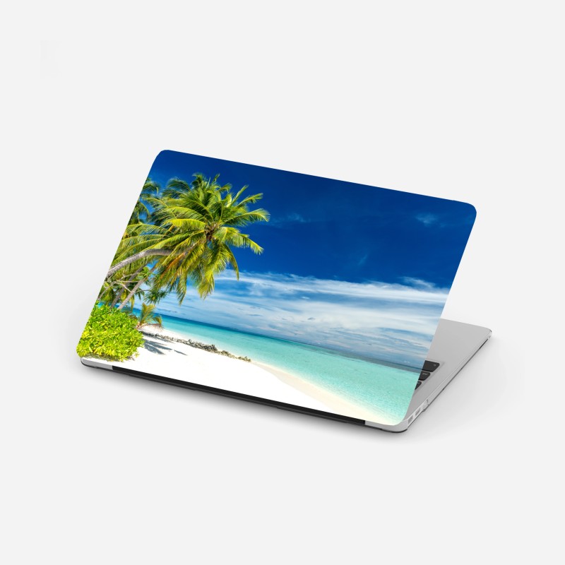 Adesivo per laptop oasi tropicale di palme e mare turchese