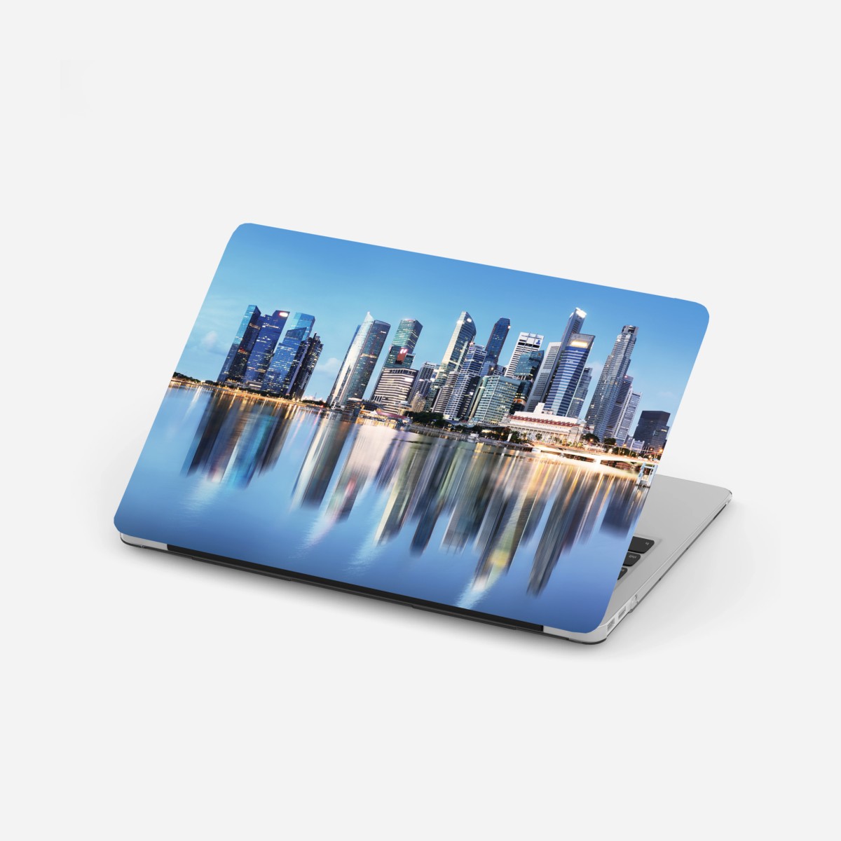 Adesivo per laptop panorama urbano riflesso a Singapore • Wallissimo®