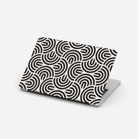 Adesivo per laptop motivo geometrico ottico in bianco e nero • Wallissimo®