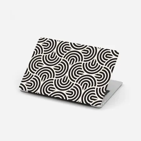 Adesivo per laptop motivo geometrico ottico in bianco e nero • Wallissimo®