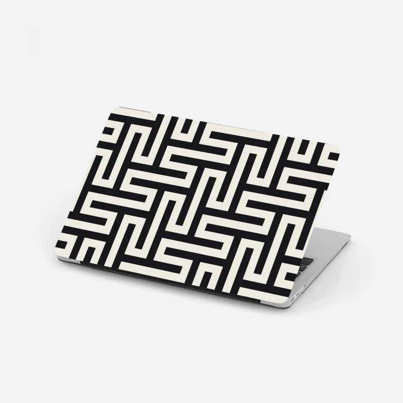Adesivo per laptop labirinto geometrico in bianco e nero