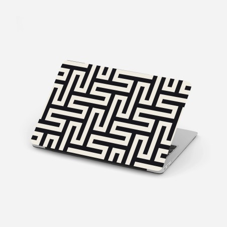 Adesivo per laptop labirinto geometrico in bianco e nero • Wallissimo®