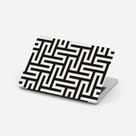 Adesivo per laptop labirinto geometrico in bianco e nero • Wallissimo®
