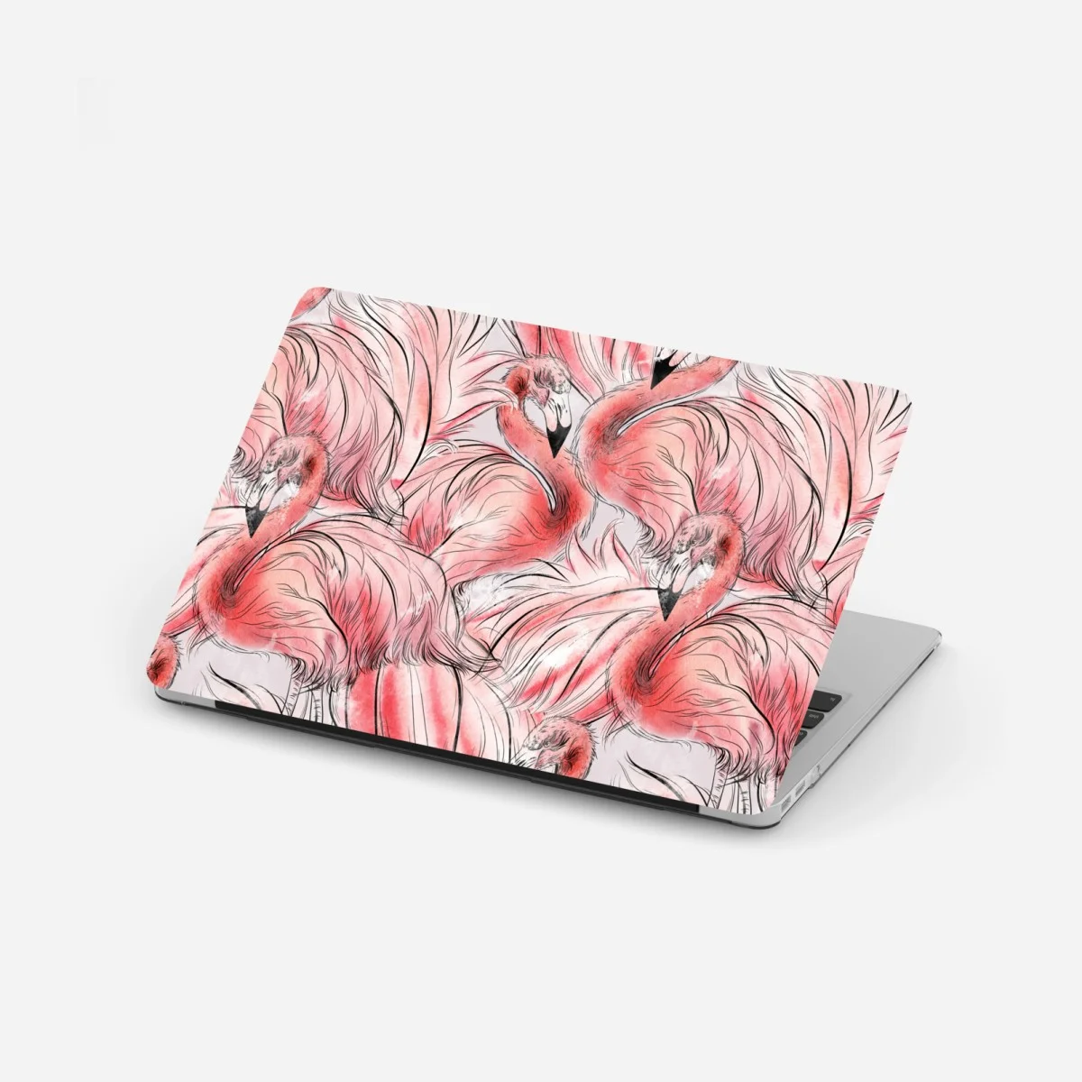 Adesivo per laptop motivo fenicotteri in acquerello rosa • Wallissimo® Adesivo per laptop motivo fenicotteri in acquerello rosa • Wallissimo®