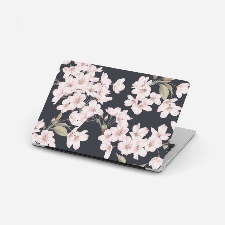 Adesivo per laptop rami di ciliegio in fiore su sfondo scuro • Wallissimo®
