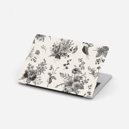 Adesivo per laptop motivo botanico vintage in bianco e nero • Wallissimo®