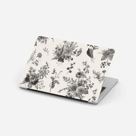 Adesivo per laptop motivo botanico vintage in bianco e nero • Wallissimo®