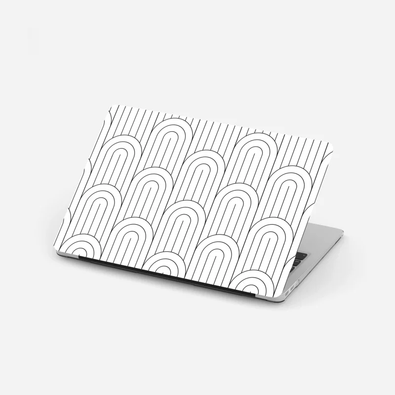 Adesivo per laptop motivo ad archi geometrico minimale in bianco e nero
